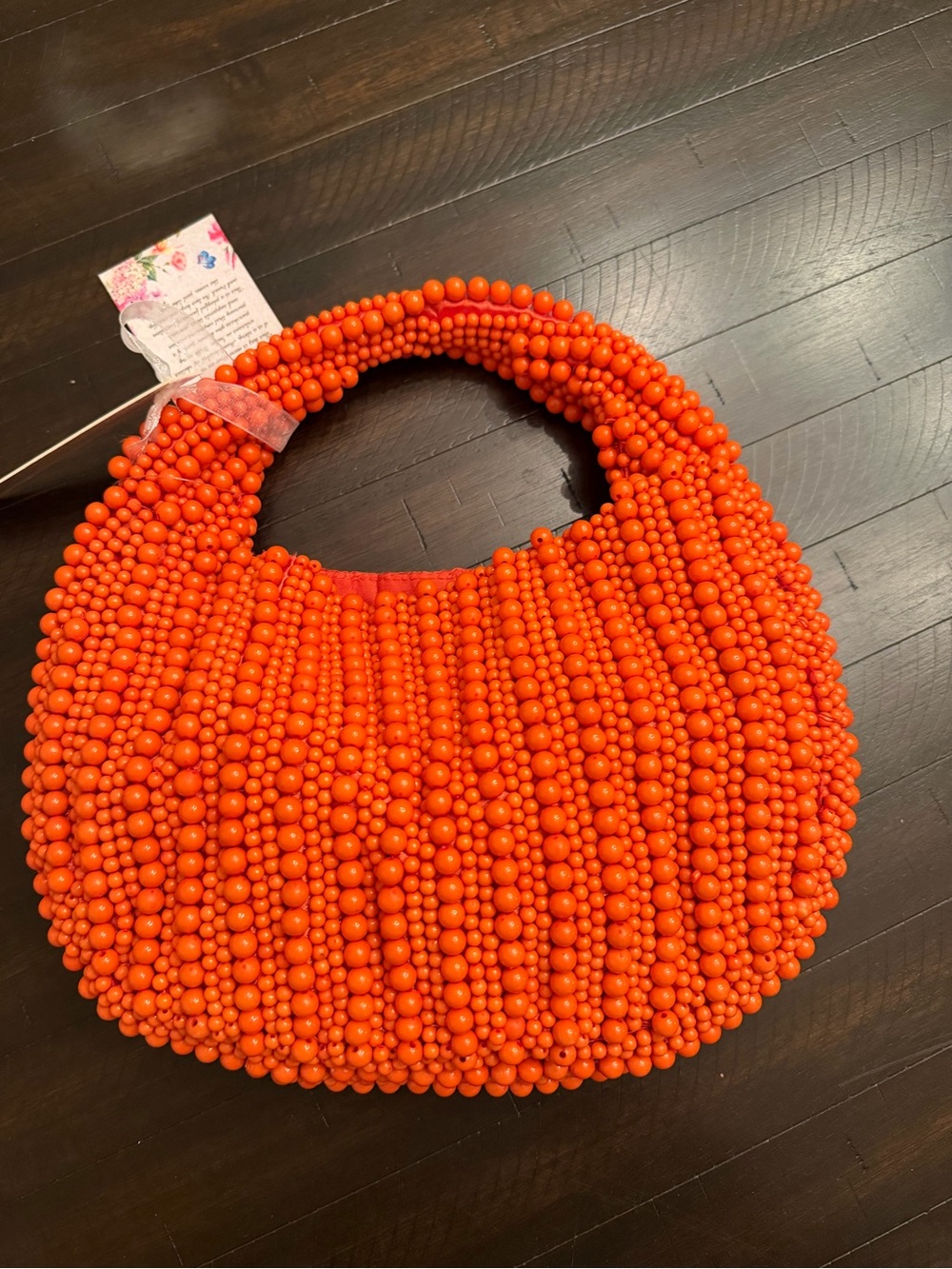 Vibrant Orange Beaded Mini Handbag